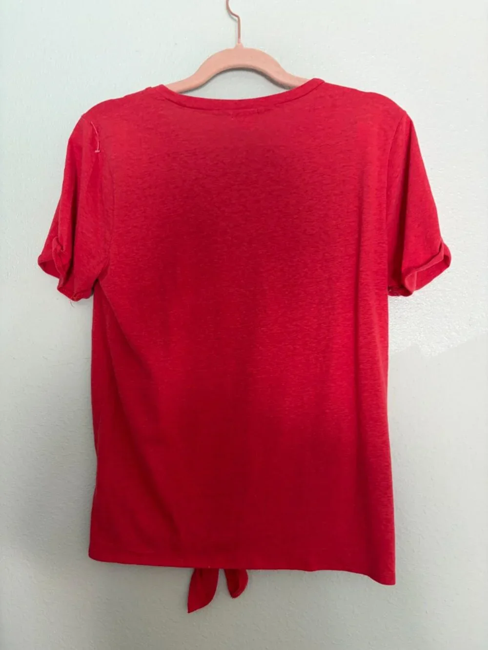 J. by J. Crew | Red Slub Knit Tie-Front Cotton Short-Sleeved Tee Small